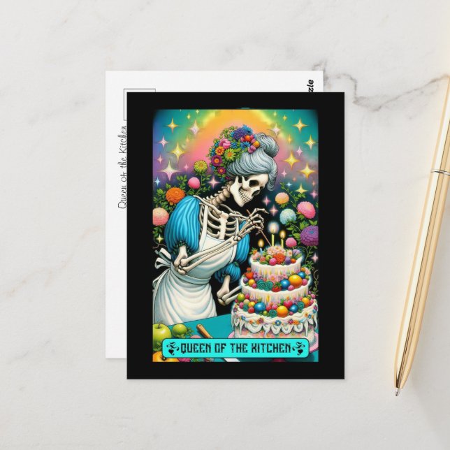 Queen of the Kitchen Tarot Card Postcard (Front/Back In Situ)