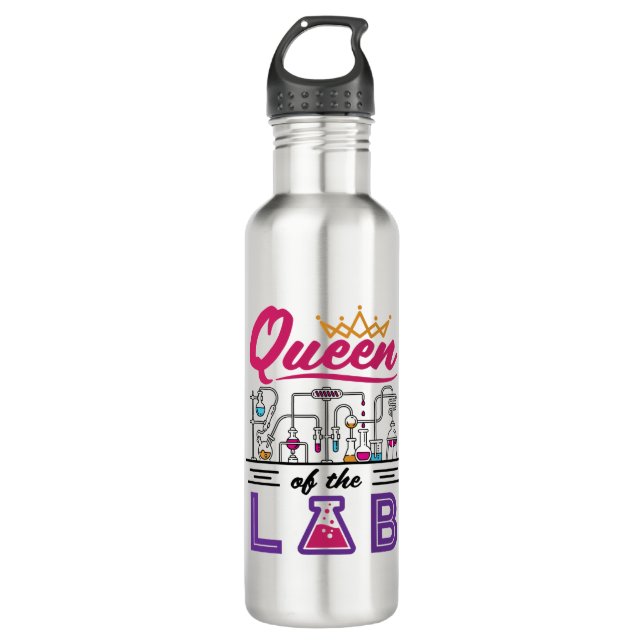 Queen of the Lab Laboratory Technician Scientist Stainless Steel Water Bottle (Front)