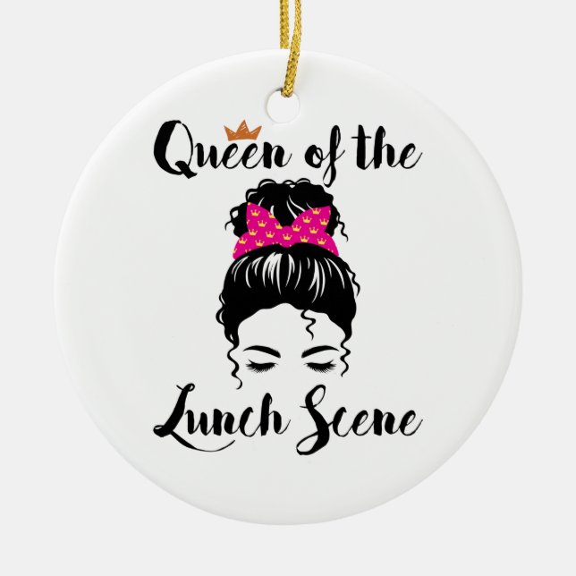 Queen of the Lunch Scene Cafeteria Worker Women Ceramic Ornament (Front)