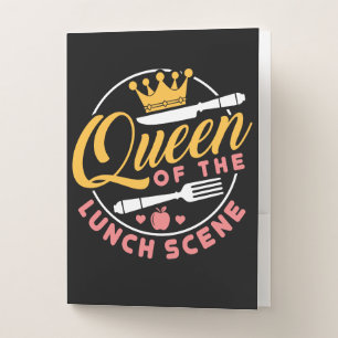 Queen of the Lunch Scene Cute Lunch Lady Pocket Folder