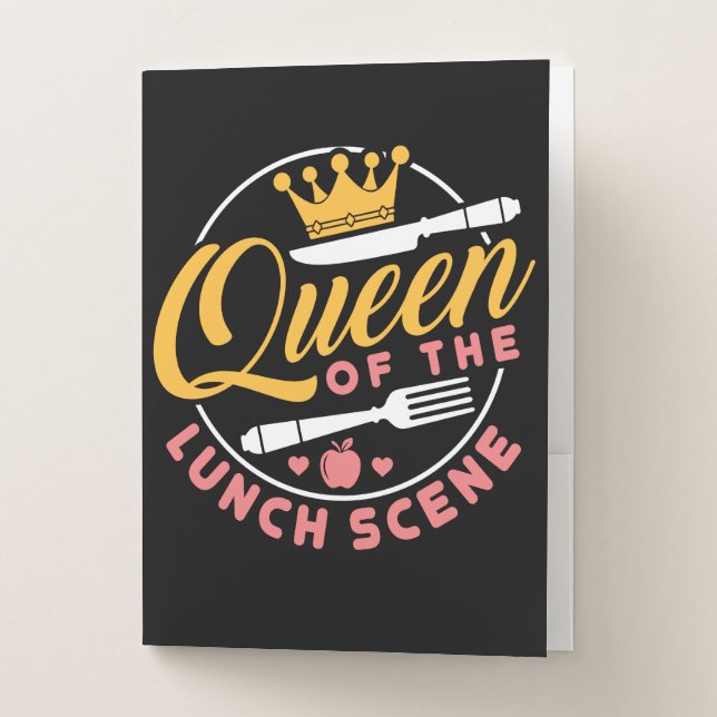 Queen of the Lunch Scene Cute Lunch Lady Pocket Folder (Front)