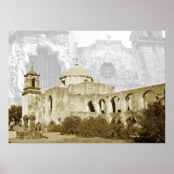 Queen Of The Missions  San Antonio  Texas Poster by HTMimages at Zazzle