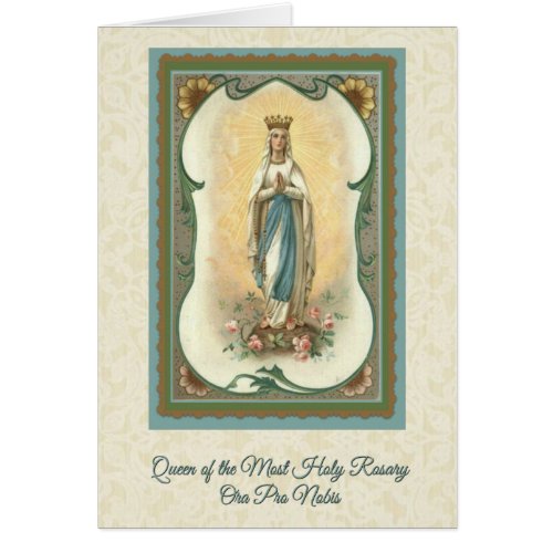 Queen of the Most Holy Rosary Card wprayer