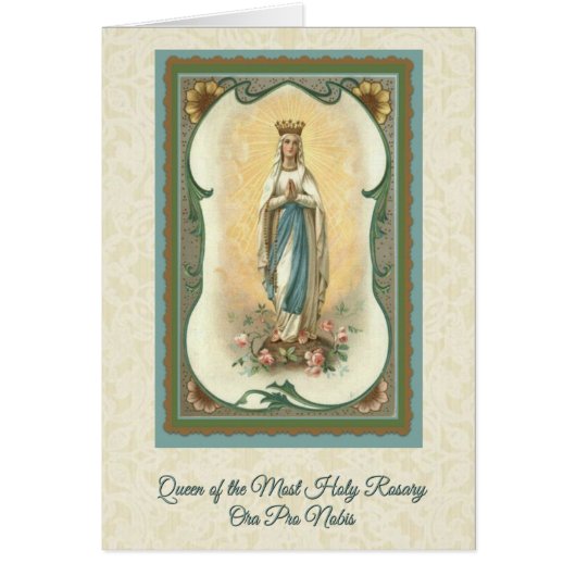 Queen of the Most Holy Rosary Card w/prayer (Front)