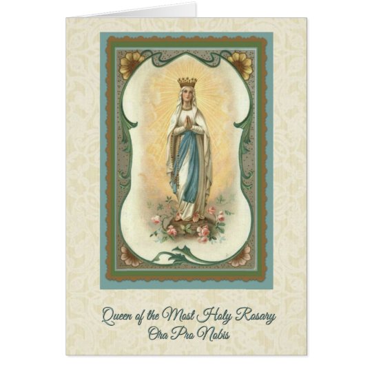 Queen of the Most Holy Rosary Card w/prayer | Zazzle.com