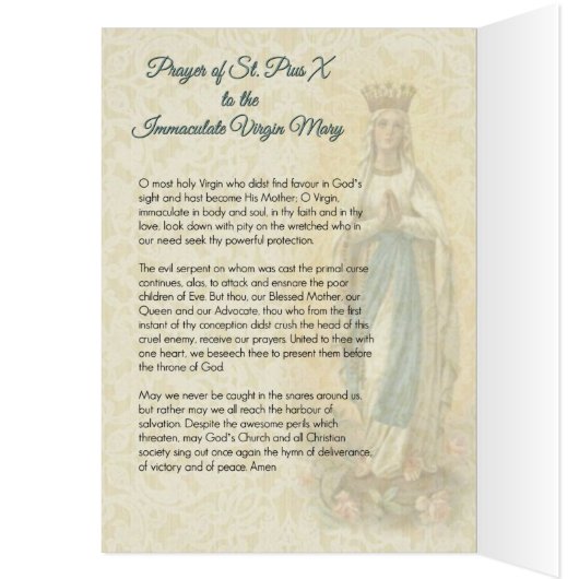 Queen of the Most Holy Rosary Card w/prayer (Inside (Left))