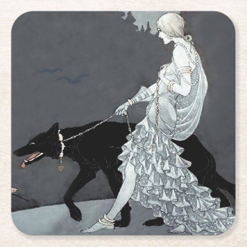 Queen of the Night by Marjorie Miller Square Paper Coaster