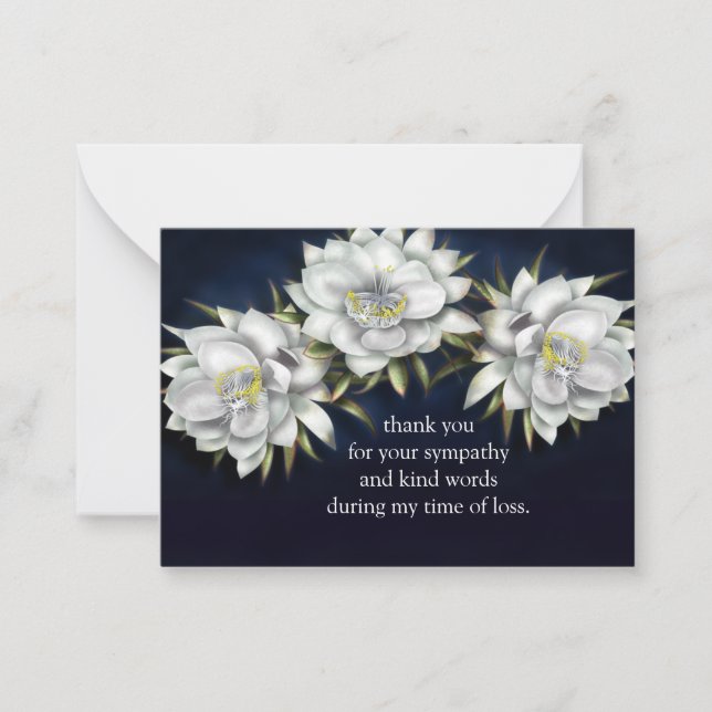 Queen Of The Night White Flower Thank You Note Card (Front)