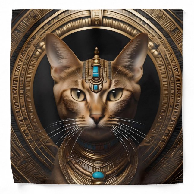 Queen of the Nile: Cleopatra the Cat in Headdress Bandana (Front)