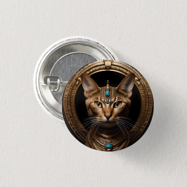 Queen of the Nile: Cleopatra the Cat in Headdress Button (Front & Back)