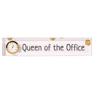 Queen of the Office with Glitter Desk Name Plate