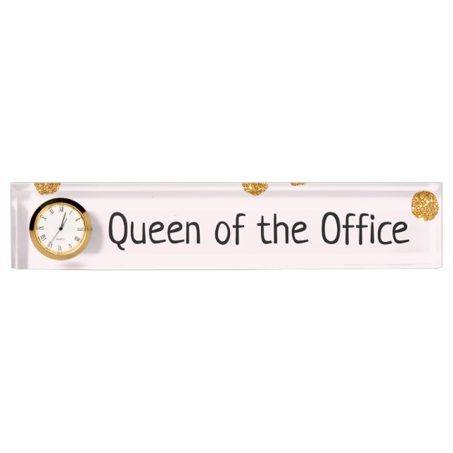 Queen of the Office with Glitter Desk Name Plate (Front)