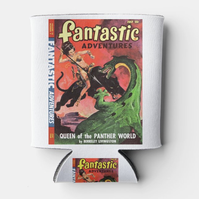 Queen of the Panther World - Fantastic Adventures Can Cooler (Front)