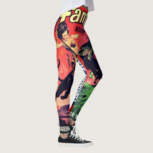 Queen of the Panther World  Fantasy Pulp Fiction Leggings