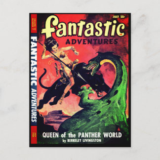 Queen of the Panther World:  Fantasy Pulp Fiction Postcard