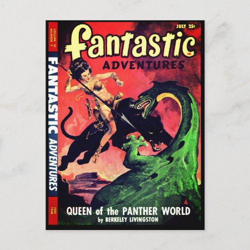 Queen of the Panther World  Fantasy Pulp Fiction Postcard