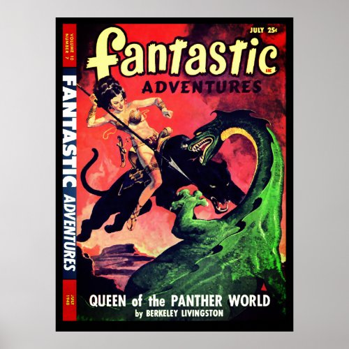 Queen of the Panther World Fantasy Pulp Fiction Poster