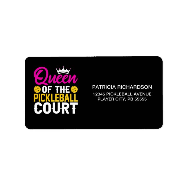 Queen of the Pickleball Court Address Label (Front)