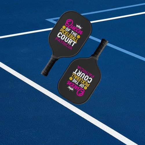 Queen of the Pickleball Court Fun Monogram Name   Pickleball Paddle