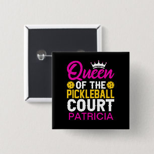 Queen of the Pickleball Court Personalized Name Button
