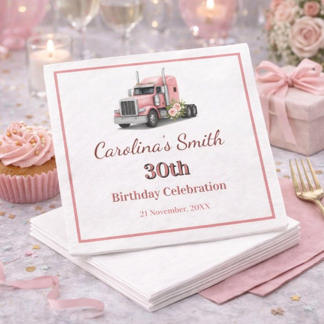 Queen of the Road Birthday Female Truck Driver Napkins (Creator Uploaded)