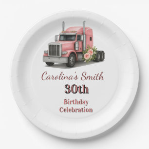 Queen of the Road Birthday Female Truck Driver Paper Plates