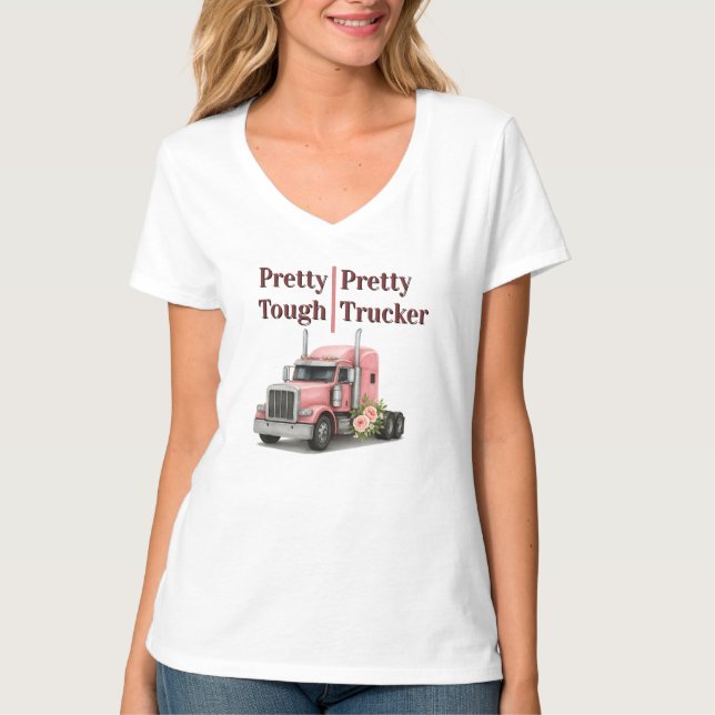 Queen of the Road Birthday Female Truck Driver T-Shirt (Front)
