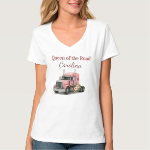 Queen of the Road Birthday Female Truck Driver T-Shirt