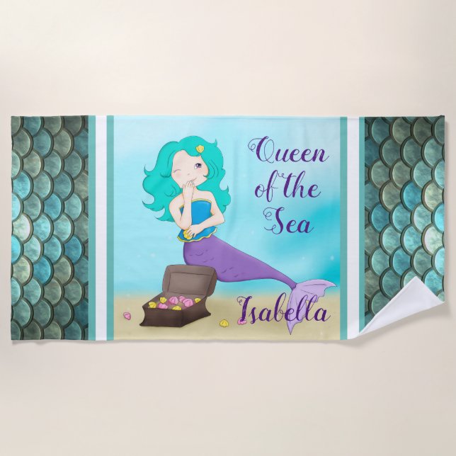 Queen of the Sea Mermaid Beach Towel (Front)
