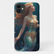 Queen of the Sea: Opalescent Mermaid Gouache Paint iPhone 11 Case