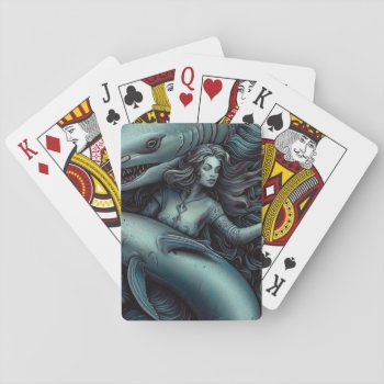 Queen Of The Sharks Playing Cards by Thikrayat94 at Zazzle