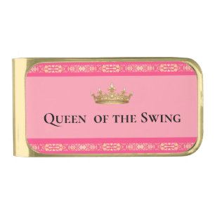 Queen of the Swing Pink  Gold Finish Money Clip