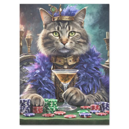 Queen of the Table Cat playing cards Tissue Paper