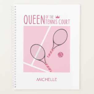 Queen Of The Tennis Court Pink Girly Personalized Planner