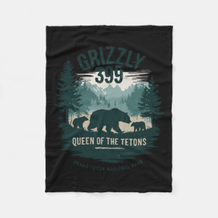 Queen Of The Tetons Grizzly 9 Bear Lovers National Fleece Blanket