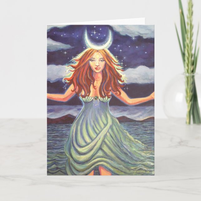 Queen Of The Tides - Goddess Art Greeting Card (Front)