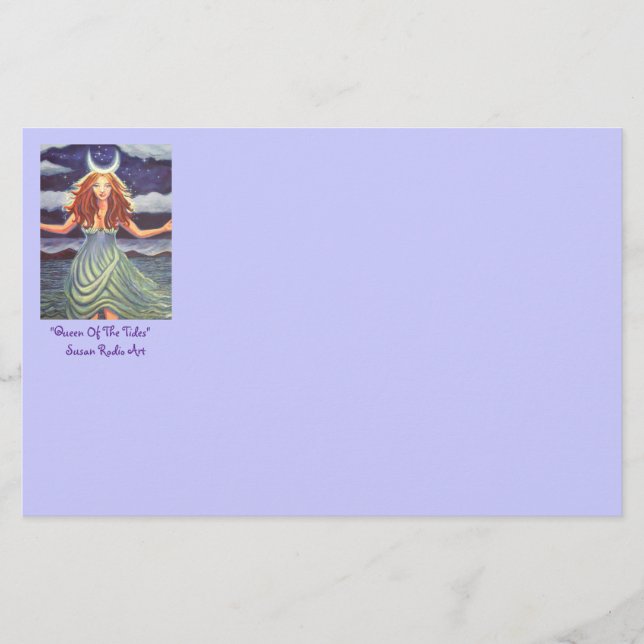 Queen Of The Tides Goddess Art Stationery (Front)