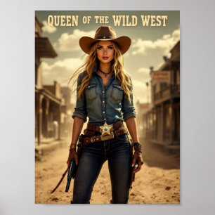 Queen of the Wild West – Fearless Cowgirl Poster