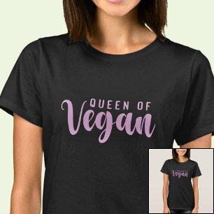 Queen of Vegan Pink on Black T-Shirt