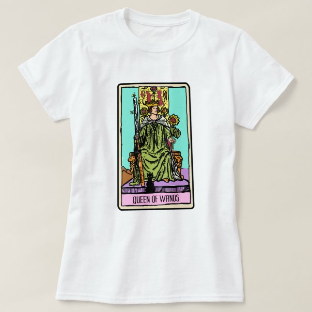 Queen of Wands Tarot Card T-Shirt (Design Front)