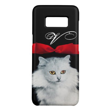 QUEEN OF WHITE CATS WITH RED RIBBON MONOGRAM Case-Mate SAMSUNG GALAXY S8 CASE
