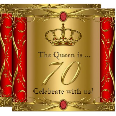 Queen King Regal Red Gold 70th Birthday Party Invitation Zazzle Com
