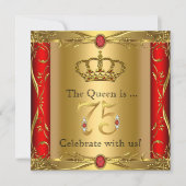 Queen or King Regal Red Gold 75th Birthday Party Invitation (Front)