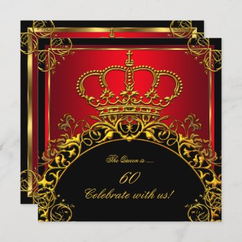Queen Or King Regal Red Gold Royal Birthday Party Invitation by Zizzago at Zazzle