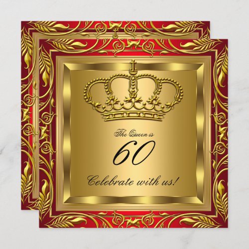 Queen or King Royal Red Gold Elite Birthday Party Invitation