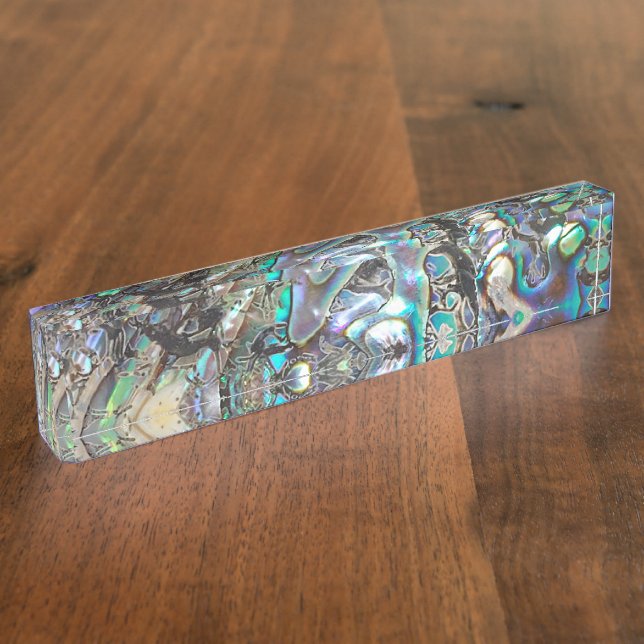 Queen paua shell desk name plate (Side)