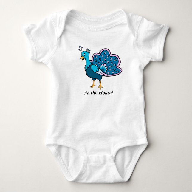 Queen Peacock in the House Baby Bodysuit (Front)