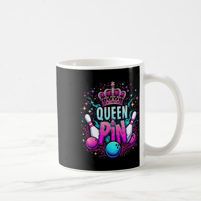 Queen Pin Shirt Bowler Bowling League For Bowling  Coffee Mug (Right)