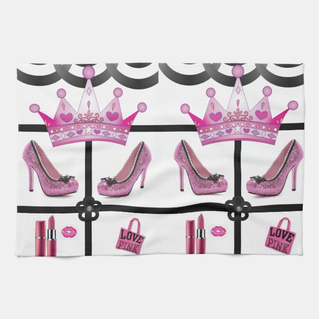 queen pink kitchen towel (Horizontal)