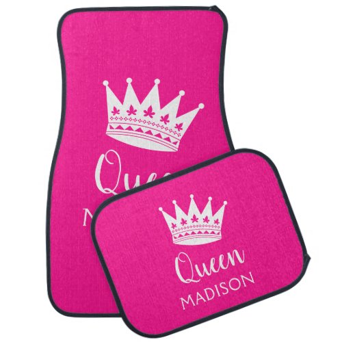 Queen Pink White Custom Personalized Name Car Floor Mat